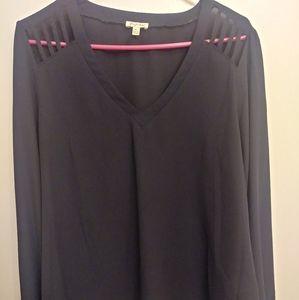Navy blue long sleeve blouse